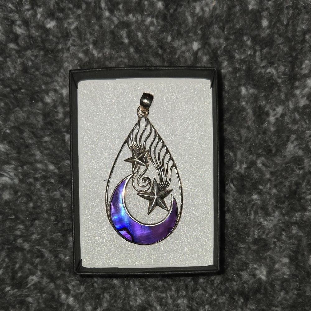 Silver and Purple Moon Pendant